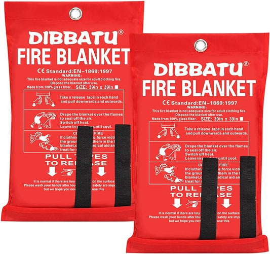 DIBBATU Emergency Fire Blanket for Home and Kitchen, Fire Retardant Blankets for House, Fire Blankets Emergency for People Suppression Flame Fireproof Blanket Welding Blanket for Fireplace, Grill