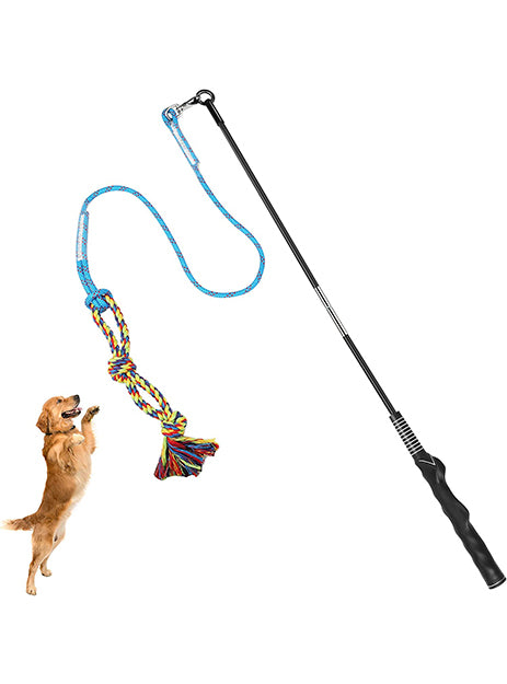DIBBATU Flirt Pole for Dogs Interactive Dog Toys for Large Medium Small Dogs Chase and Tug of War, Dog Teaser Wand with Lure Chewing Toy for Outdoor Exercise & Training