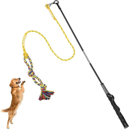 DIBBATU Flirt Pole for Dogs Interactive Dog Toys for Large Medium Small Dogs Chase and Tug of War, Dog Teaser Wand with Lure Chewing Toy for Outdoor Exercise & Training