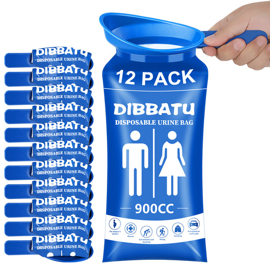 DIBBATU Disposable Urine Bags for Women, 12PCS Female-Friendly Travel Urinal Bags, 900ML Pee Bags for Travel for Women/Men, Emergency Unisex Camping Pee Bags for Hiking, Road Trip, Traffic Jam