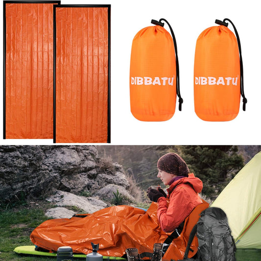 DIBBATU 2 Pack Emergency Sleeping Bag, Survival Gear Bivy Sack Blanket, Waterproof Lightweight, Portable Nylon Sack for Camping Hiking Outdoor Adventure Activities