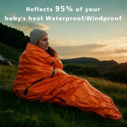 Emergency Sleeping Bag, Survival Gear Bivy Sack Blanket, Waterproof Lightweight, Portable Nylon Sack for Camping Hiking Outdoor Adventure Activities