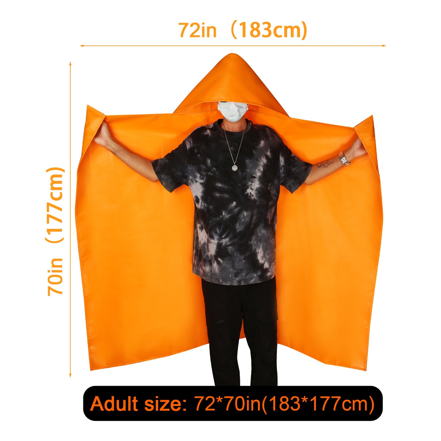 DIBBATU Fireproof Cloak, Fire Escape Cloak, Extra Big Fireproof Fiber Cape, Emergency Survival Safety Blanket Full Body Protection Fire Escape Suit for Household, Office (Orange, 72 * 70in)