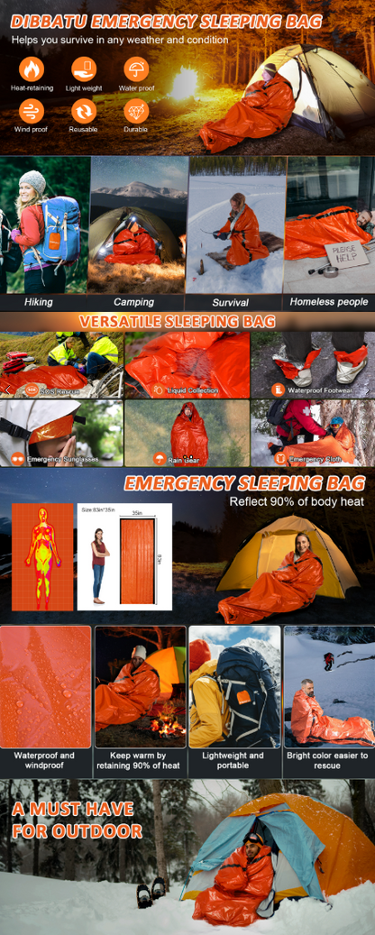 Emergency Sleeping Bag, Survival Gear Bivy Sack Blanket, Waterproof Lightweight, Portable Nylon Sack for Camping Hiking Outdoor Adventure Activities