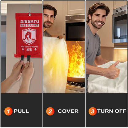 DIBBATU Emergency Fire Blanket for Home and Kitchen for Fireplace, Grill