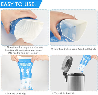 DIBBATU Disposable Urinal Bag, 12 Pcs 800ML Emergency Urine Bag, Unisex Urinal Bag, Portable Camping Pee Bag, Travel Urine Bag Vomit Bag for Traffic Jams, Camping, Hiking, Pregnant, Patient, Kids