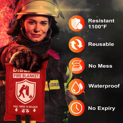 DIBBATU Emergency Fire Blanket for Home and Kitchen for Fireplace, Grill