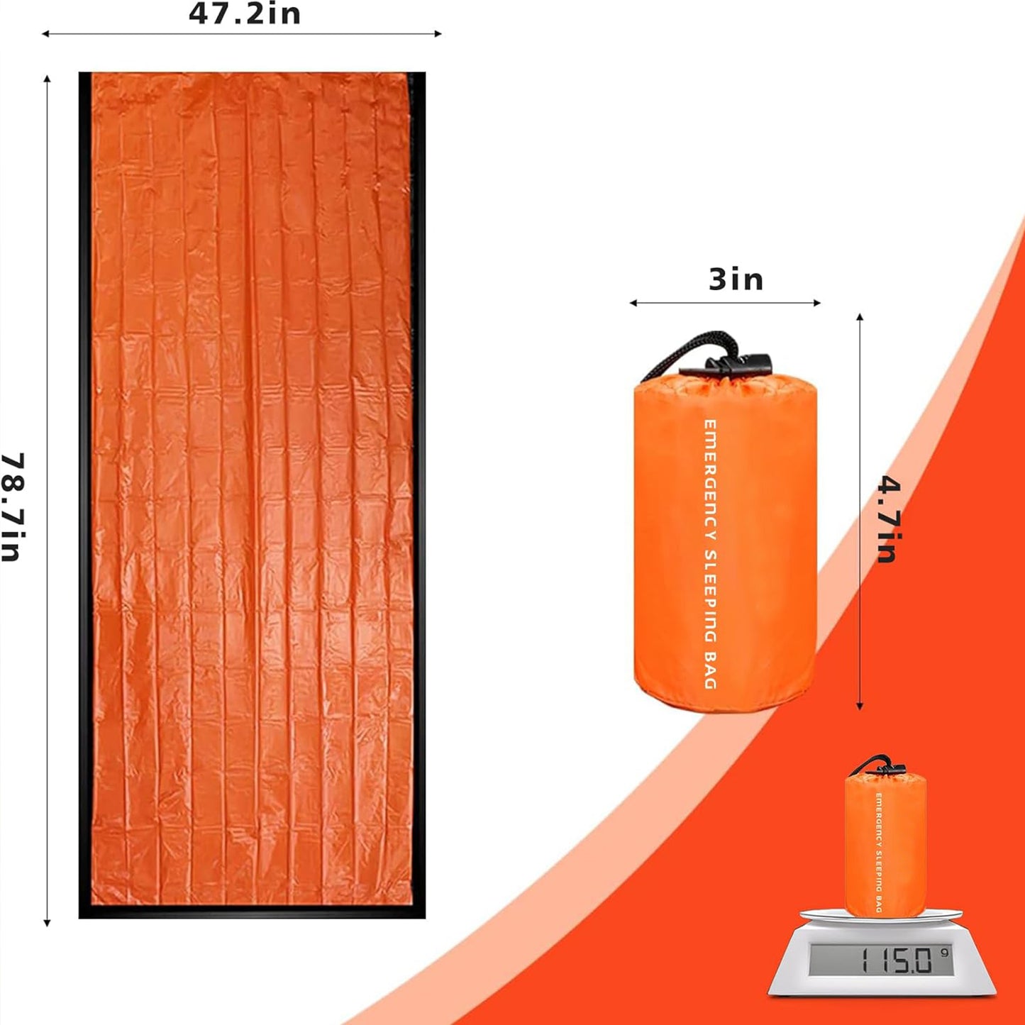 Emergency Sleeping Bag, Survival Gear Bivy Sack Blanket, Waterproof Lightweight, Portable Nylon Sack for Camping Hiking Outdoor Adventure Activities