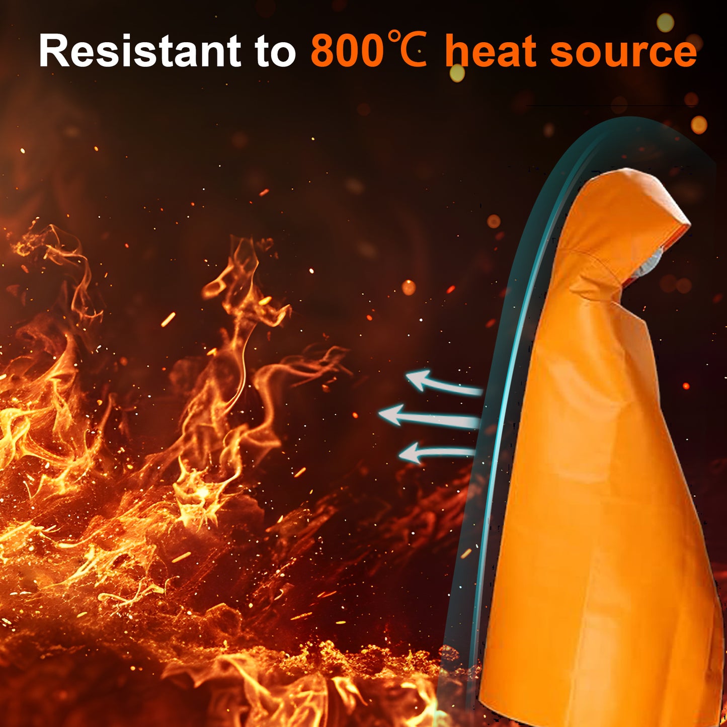 DIBBATU Fireproof Cloak, Fire Escape Cloak, Extra Big Fireproof Fiber Cape, Emergency Survival Safety Blanket Full Body Protection Fire Escape Suit for Household, Office (Orange, 72 * 70in)