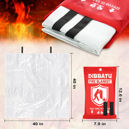 DIBBATU Emergency Fire Blanket for Home and Kitchen, Fire Retardant Blankets for House, Fire Blankets Emergency for People Suppression Flame Fireproof Blanket Welding Blanket for Fireplace, Grill