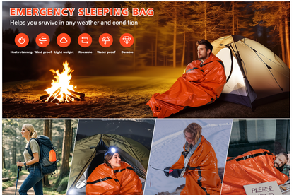 Emergency Sleeping Bag, Survival Gear Bivy Sack Blanket, Waterproof Lightweight, Portable Nylon Sack for Camping Hiking Outdoor Adventure Activities