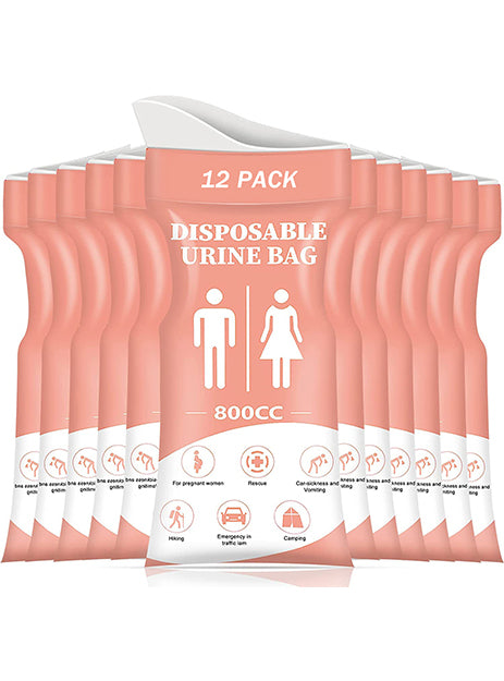 DIBBATU Disposable Urinal Bag, 12/24 Pcs 800ML Emergency Urine Bag, Unisex Urinal Bag, Portable Camping Pee Bag, Travel Urine Bag Vomit Bag for Traffic Jams, Camping, Hiking, Pregnant, Patient, Kids